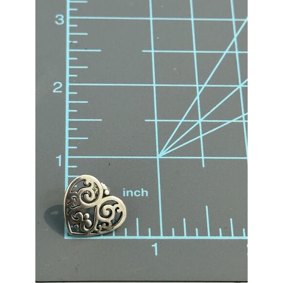 James Avery Retired Sterling Silver Open Heart French Scroll Heart Earrings - Picture 3 of 3